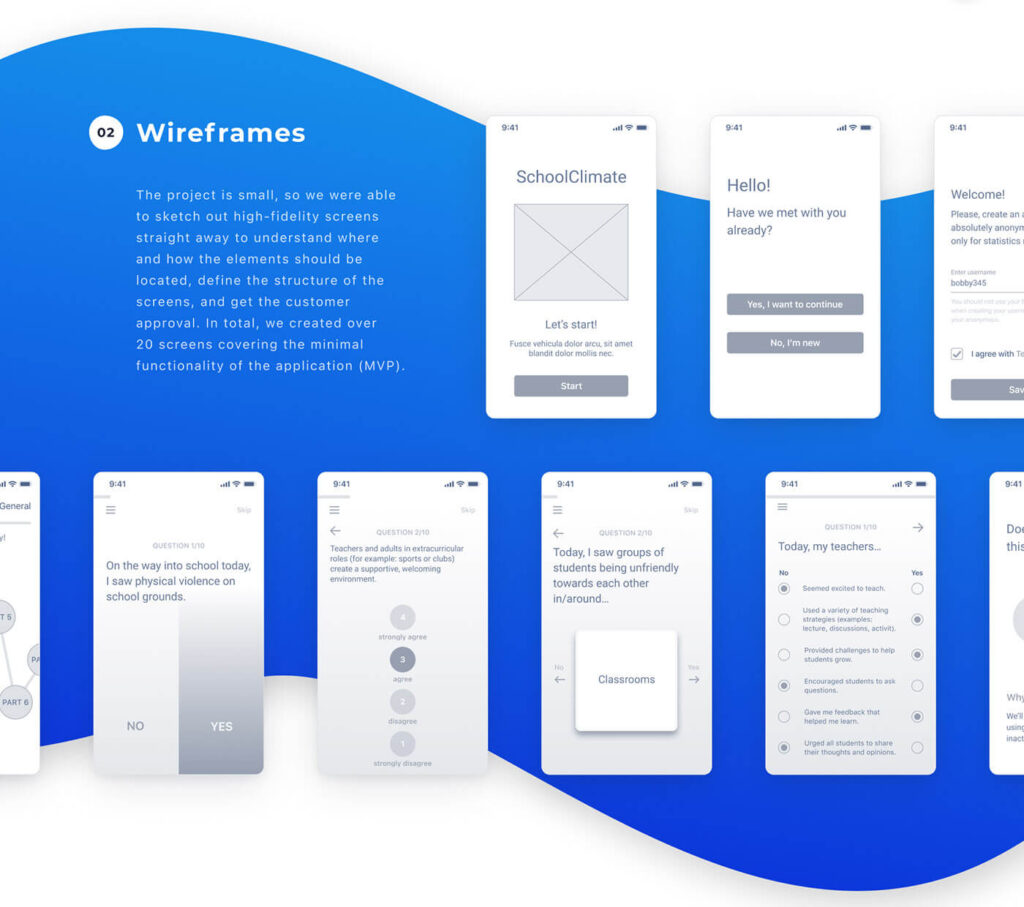 elearning design wireframes