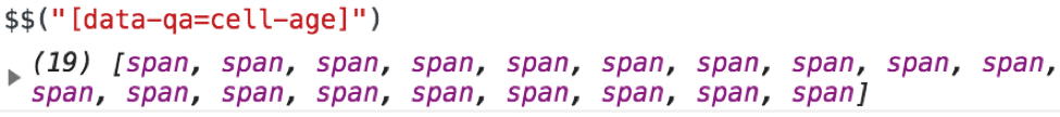 Example for Age column values retrieval