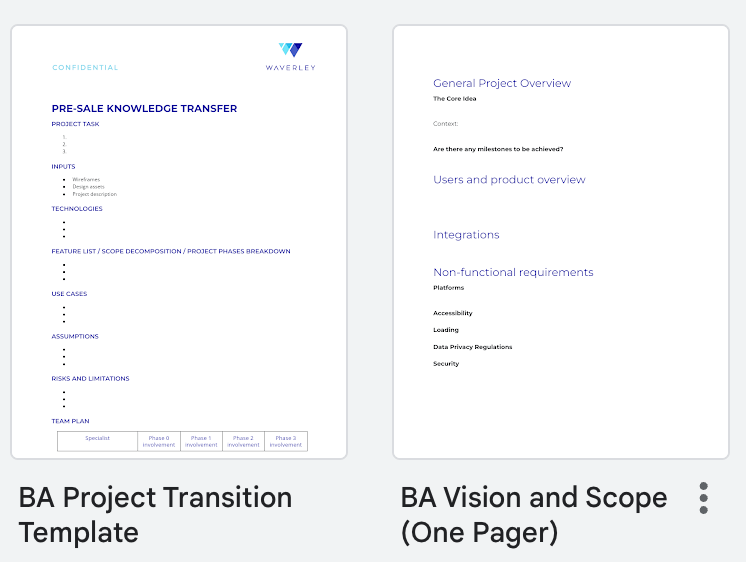 BA templates we use at Waverley