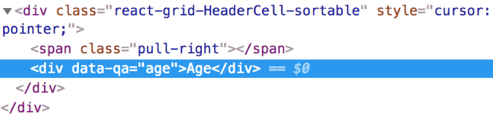 Layout example with data-qa attribute